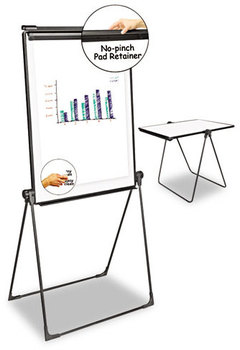 Universal® Foldable Double-Sided Dry Erase Easel Two Configurations, 29 x 41, White Surface, Black Plastic Frame