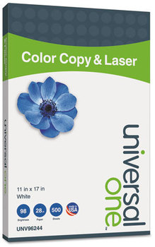 Universal One™ Color Copy & Laser Paper,  98 Brightness, 28lb, 11 x 17, White, 500 Sheets/Ream