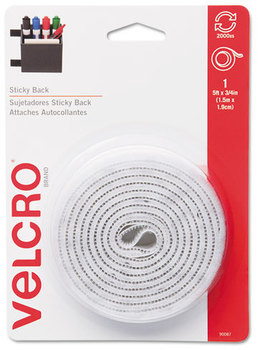 Velcro® Sticky-Back® Hook & Loop Fasteners,  3/4 x 5 ft. Roll, White