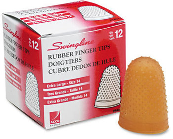 Swingline® Rubber Finger Tips,  14 (X-Large), Amber, Dozen
