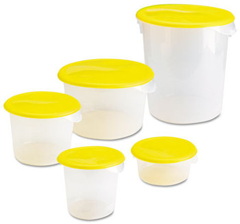 Rubbermaid® Commercial Round Storage Containers,  2qt, 8 1/2dia x 4h, Clear