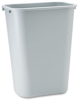 Rubbermaid® Commercial Deskside Plastic Wastebasket,  Rectangular, 10 1/4 gal, Gray
