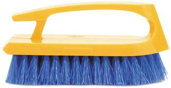 Rubbermaid® Commercial Iron-Shaped Handle Scrub Brush,  6" Brush, Yellow Plastic Handle/Blue Bristles