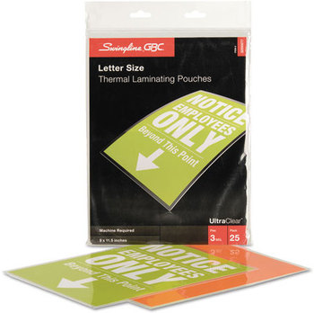 Swingline™ GBC® UltraClear™ Laminating Pouches,  3 mil, 9 x 11 1/2, 25/Pack