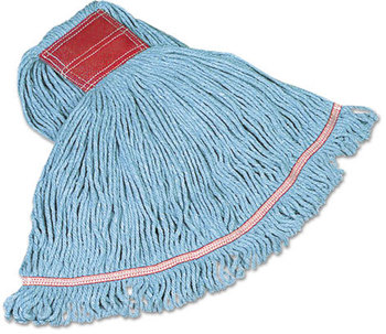 Rubbermaid® Commercial Swinger Loop® Wet Mop Heads, 5" Headband, 24 oz, Cotton/Synthetic, Blue, Large