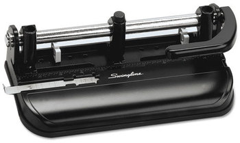 Swingline® Lever Handle Heavy-Duty Two- to Three-Hole Punch,  9/32" Holes, Black
