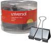 A Picture of product UNV-11112 Universal® Binder Clips with Storage Tub, Large, Black/Silver, 12/Pack