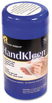 Read Right® HandKleen™ Premoistened Wipes,  Cloth, 5 1/2 x 6 1/2, 70/Tub