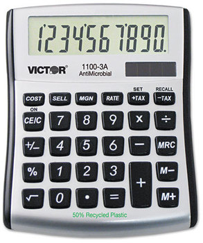 Victor® 1100-3A Antimicrobial Compact Desktop Calculator,  10-Digit LCD