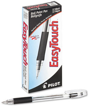 Pilot® EasyTouch™ Ball Point Stick Pen,  Black Ink, 1mm, Dozen