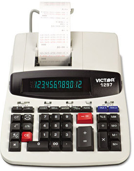 Victor® 1297 Two-Color Commercial Printing Calculator,  Black/Red Print, 4 Lines/Sec