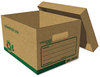 A Picture of product UNV-28220 Universal® Recycled Heavy-Duty Record Storage Box Letter Files, Kraft/Green, 12/Carton