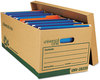 A Picture of product UNV-28220 Universal® Recycled Heavy-Duty Record Storage Box Letter Files, Kraft/Green, 12/Carton