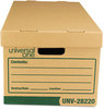 A Picture of product UNV-28220 Universal® Recycled Heavy-Duty Record Storage Box Letter Files, Kraft/Green, 12/Carton