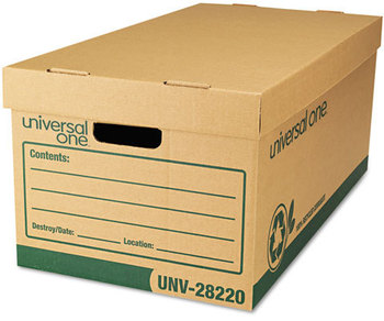 Universal® Recycled Heavy-Duty Record Storage Box Letter Files, Kraft/Green, 12/Carton