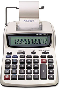 Victor® 1208-2 Two-Color Compact Printing Calculator,  Black/Red Print, 2.3 Lines/Sec