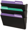 A Picture of product UNV-08121 Universal® Wall File Pockets 3 Sections, Letter Size,13" x 4.13" 14.5", Black, 3/Pack