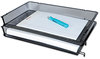 A Picture of product UNV-20012 Universal® Deluxe Mesh Stacking Side Load Tray 1 Section, Legal Size Files, 17" x 10.88" 2.5", Black