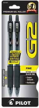 Pilot® G2 Premium Retractable Gel Ink Pen,  Refillable, Black Ink, .7mm, 2/Pack