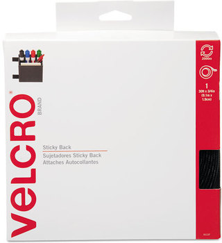 Velcro® Sticky-Back® Hook & Loop Fasteners,  3/4 Inch x 30 ft. Roll, Black