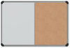A Picture of product UNV-43742 Universal® Combination Dry Erase & Bulletin Board Cork/Dry Melamine, 24 x 18, Tan/White Surface, Gray/Black Aluminum/Plastic Frame