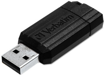 Verbatim® PinStripe USB Flash Drive. 64 GB. Black.