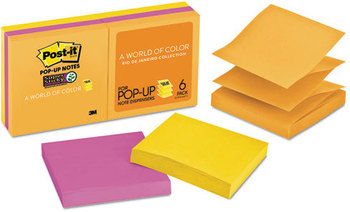 Post-it® Pop-up Notes Super Sticky Pop-up 3 x 3 Note Refills,  Rio de Janeiro, 90/Pad, 6 Pads/Pack