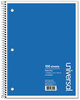 A Picture of product UNV-66620 Universal® Wirebound Notebook 1-Subject, Wide/Legal Rule, Black Cover, (70) 10.5 x 8 Sheets