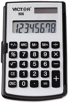 Victor® 908 Portable Pocket/Handheld Calculator,  8-Digit LCD