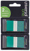 A Picture of product UNV-99003 Universal® Deluxe Pop-Up Page Flags Green, 50 Flags/Dispenser, 2 Dispensers/Pack