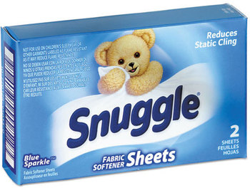 Snuggle® Vending-Design Fabric Softener Sheets. Blue Sparkle scent. 2 sheets/box, 100 boxes/carton.