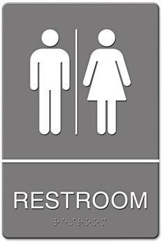 Headline® Sign ADA Sign,  Restroom Symbol Tactile Graphic, Molded Plastic, 6 x 9, Gray