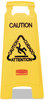 A Picture of product RCP-611200YW Rubbermaid® Commercial Multilingual "Caution" Floor Sign,  Plastic, 11 x 1 1/2 x 26, Bright Yellow