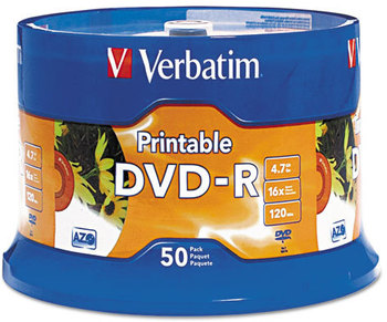 Verbatim® DVD-R Recordable Disc,  4.7 GB, 16x, White, 50/Pk