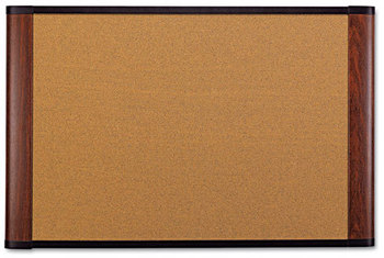 3M Widescreen Cork Board,  72 x 48, Aluminum Frame w/Mahogany Wood Grained Finish