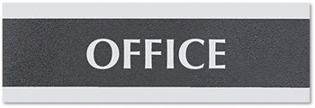 Headline® Sign Century Series Office Sign,  OFFICE, 9 x 3, Black/Silver