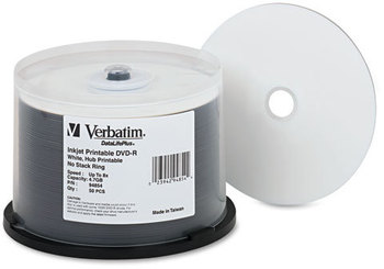 Verbatim® DVD-R DataLifePlus Printable Recordable Disc,  50/PK Spindle