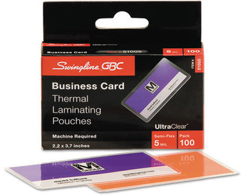 Swingline™ GBC® UltraClear™ Laminating Pouches,  5 mil, 2 3/16 x 3 11/16, Business Card Size, 100