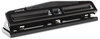 A Picture of product UNV-74323 Universal® Deluxe Punch 12-Sheet Two- and Three-Hole Adjustable 9/32" Holes, Black