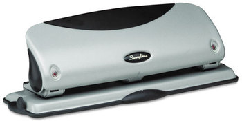 Swingline® EasyView™ Three-Hole Punch,  9/32" Holes, Black/Silver