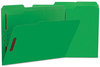 A Picture of product UNV-13522 Universal® Deluxe Reinforced Top Tab Fastener Folders 0.75" Expansion, 2 Fasteners, Letter Size, Green Exterior, 50/Box