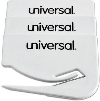 Universal® Letter Slitter with Concealed Safety Blade Hand Opener 2.5", White, 3/Pack
