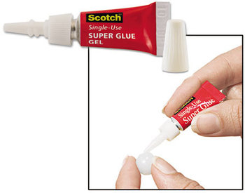 Scotch® Single Use Super Glue,  1/2 Gram Tube, No-Run Gel, 4/Pack