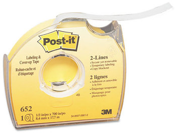 Post-it® Labeling and Cover-Up Tape Non-Refillable, Clear Applicator, 0.33" x 700"