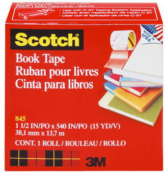 Scotch® Book Tape,  1 1/2" x 15yds, 3" Core