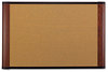 A Picture of product MMM-C4836MY 3M Widescreen Cork Board,  48 x 36, Aluminum Frame w/Mahogany Wood Grained Finish