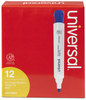 A Picture of product UNV-43653 Universal™ Dry Erase Marker Broad Chisel Tip, Blue, Dozen