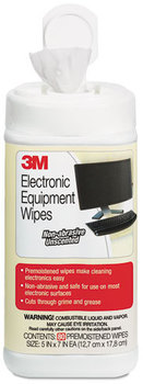 3M Electronic Equipment Cleaning Wipes,  5 1/2 x 6 3/4, White, 80/Canister