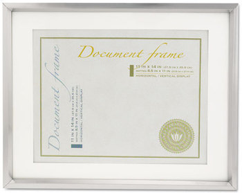 Universal® Plastic Document Frame with Mat, 11 x 14 and 8.5 Inserts, Metallic Silver