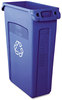 A Picture of product RCP-354007BE Rubbermaid® Commercial Slim Jim® Plastic Recycling Container with Venting Channels,  Plastic, 23gal, Blue